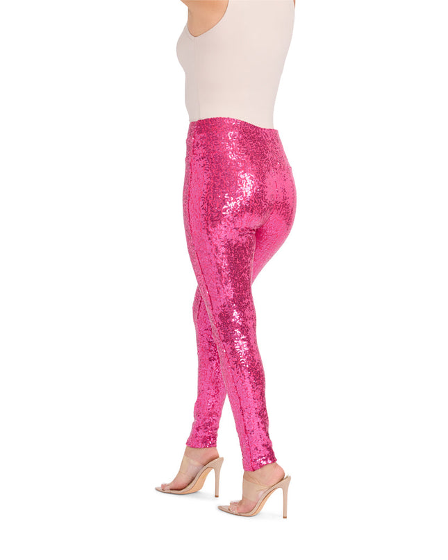 Lyserøde Paillet Høj Talje Leggings