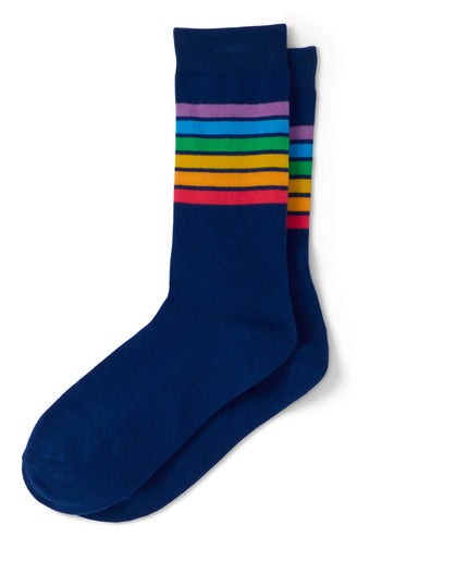 Navy Rainbow Striped Crew Socks (Passer til størrelser 8-11M)