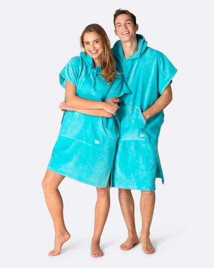 Coral Blue Towel Poncho