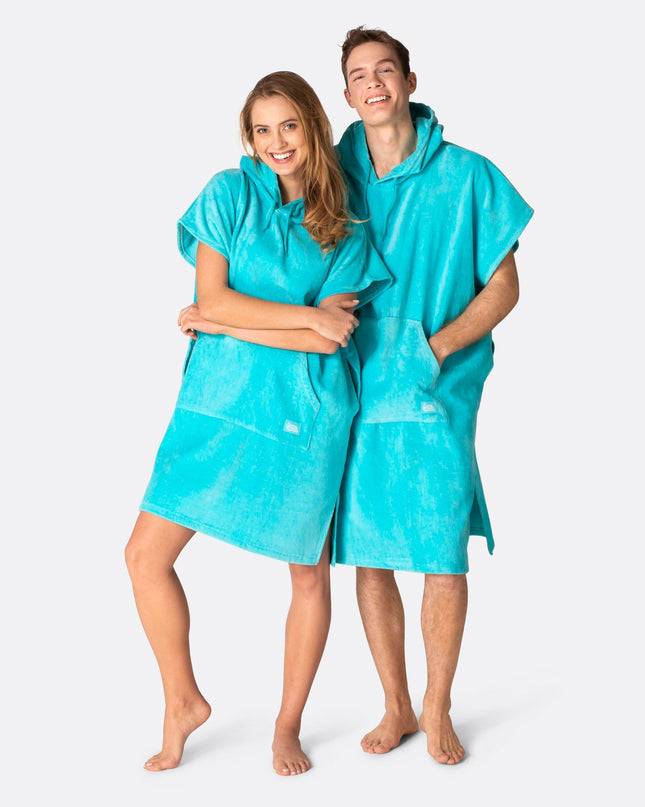 Coral Blue Towel Poncho