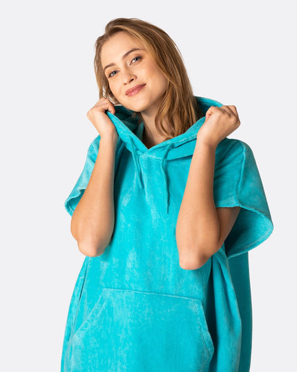 Coral Blue Towel Poncho