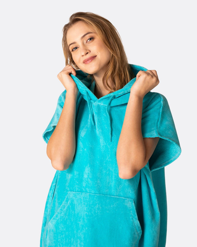 Coral Blue Towel Poncho