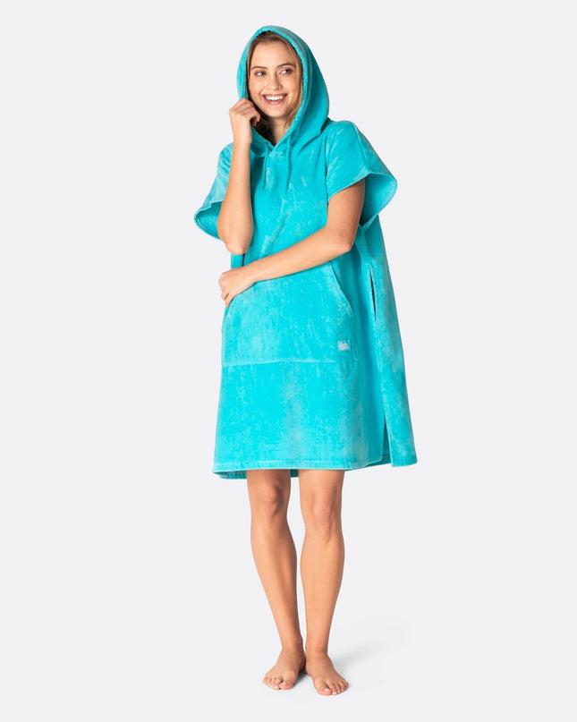 Coral Blue Towel Poncho