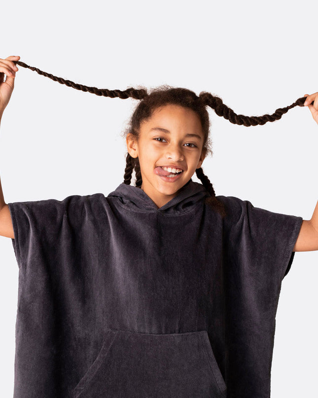 Kids Charcoal Grey Towel Poncho