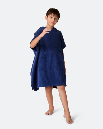 Kids' Navy Towel Poncho