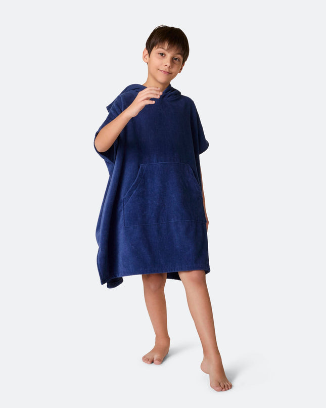Kids' Navy Towel Poncho