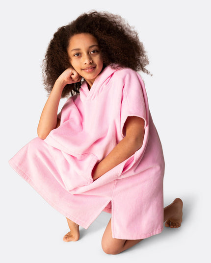 Poncho de Toalla Rosa Chicle para Niños