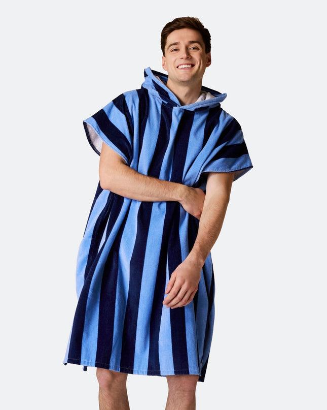 Striped Blue Towel Poncho