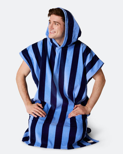 Striped Blue Towel Poncho