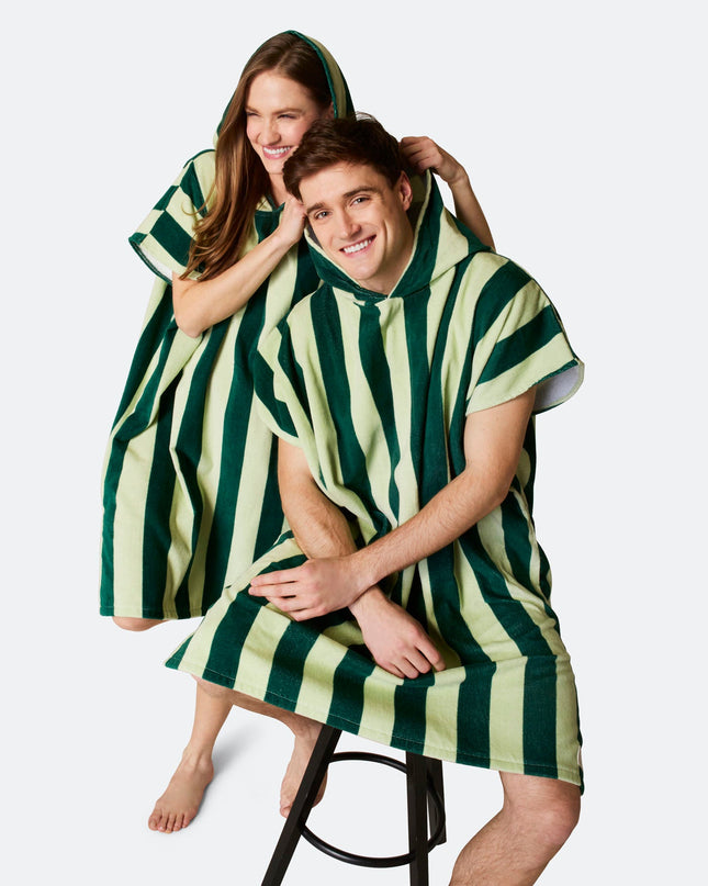 Striped Green Bath Poncho