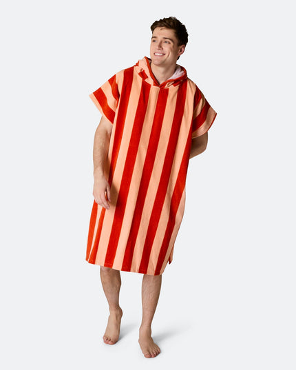 Striped Red Towel Poncho