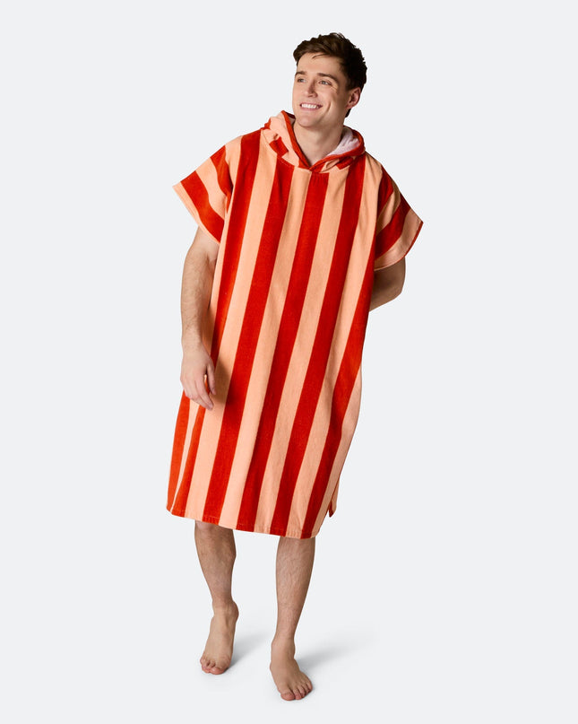 Striped Red Towel Poncho