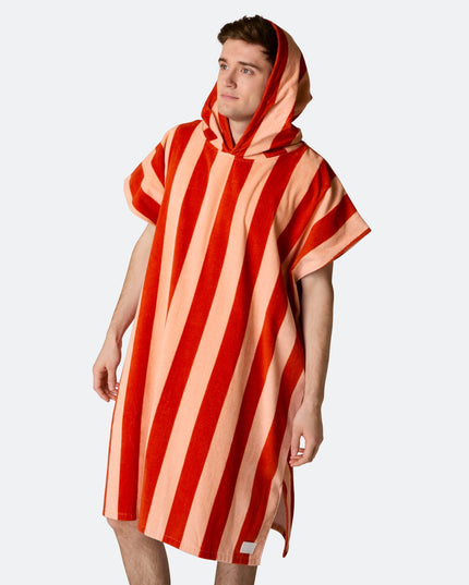 Striped Red Towel Poncho