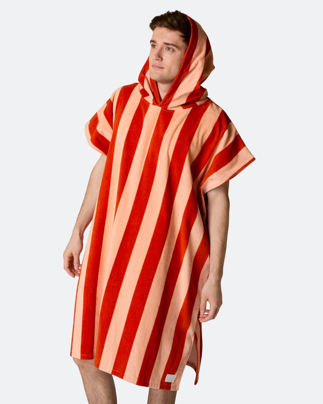 Striped Red Towel Poncho