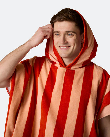Striped Red Towel Poncho