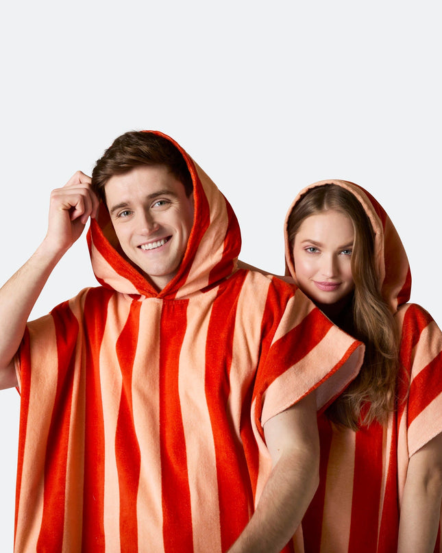Striped Red Towel Poncho
