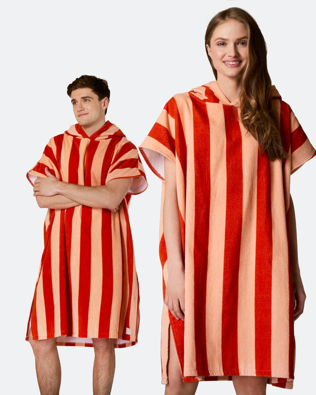 Striped Red Towel Poncho