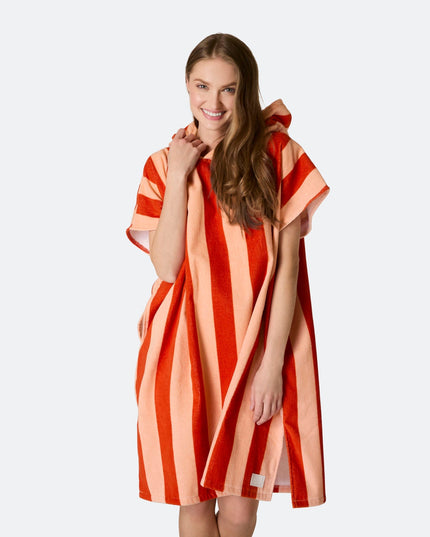 Striped Red Towel Poncho