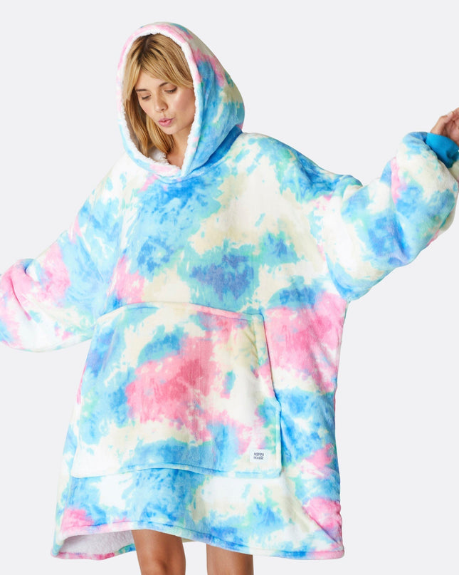 Tie Dye Blue HappyHoodie - Stylish Loungewear