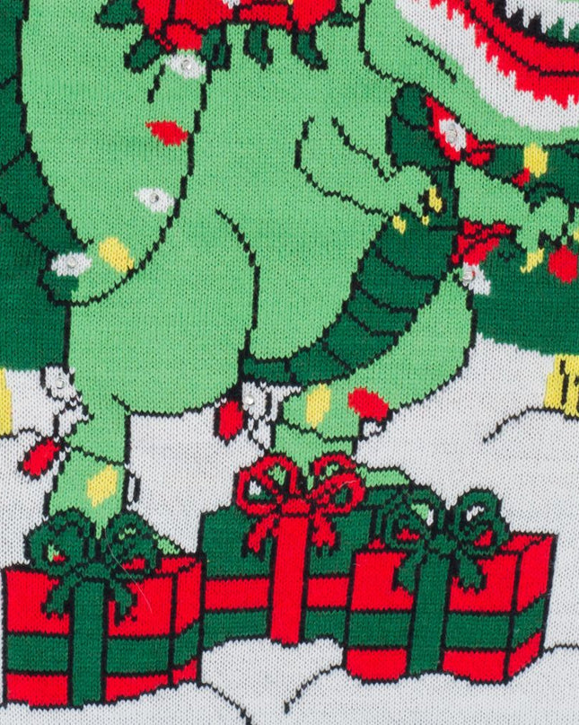 Tree Rex Light Up T-Rex Ugly Christmas Sweater