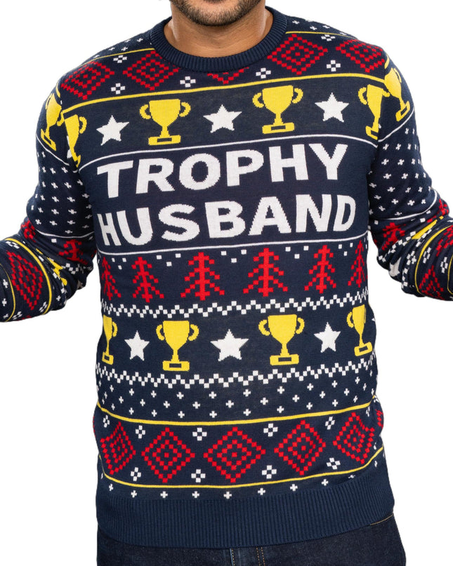 Funny Trophy Husband Knitted Ugly Christmas Sweater