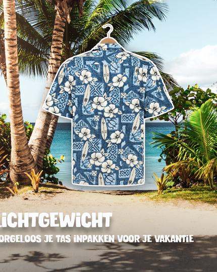 Camisa hawaiana Surfboards de Hibisco Azul