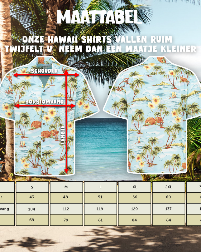 Camisa hawaiana con tema de vida en Hawái