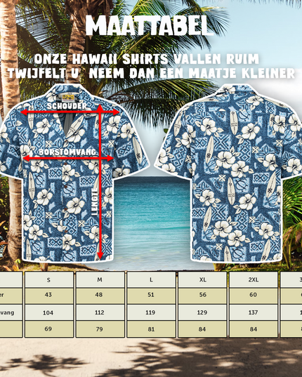 Camisa hawaiana Surfboards de Hibisco Azul