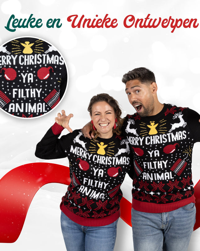 Christmas Sweater Merry Christmas Ya Filthy Animal