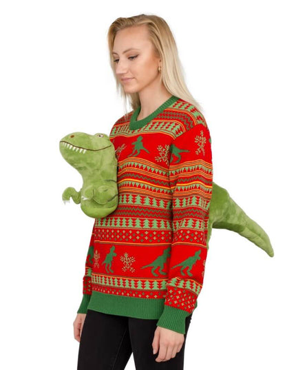 Kvinders 3D T-Rex Plushie Sweater