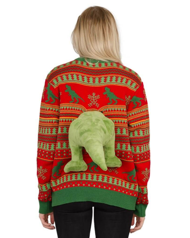 Women's 3D T-Rex Plushie Ugly Christmas Sweater