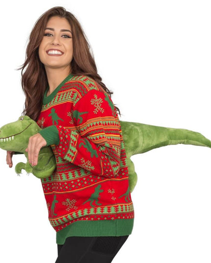 Kvinders 3D T-Rex Plushie Sweater
