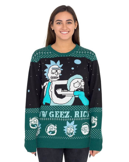 Suéter feo de Navidad de mujer Rick and Morty "Aww Geez, Rick"