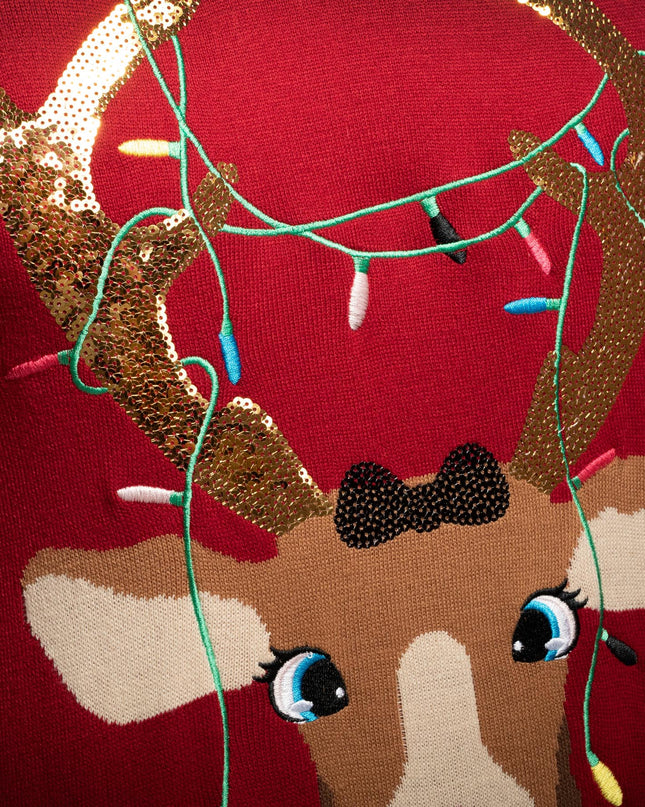 Women's Cute Reindeer Christmas Sweater for Whimsical Charm