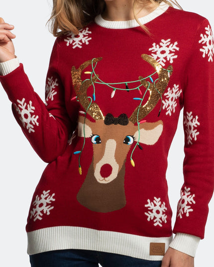 Women's Cute Reindeer Christmas Sweater for Whimsical Charm