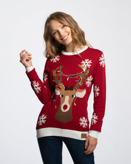 Women's Cute Reindeer Christmas Sweater for Whimsical Charm