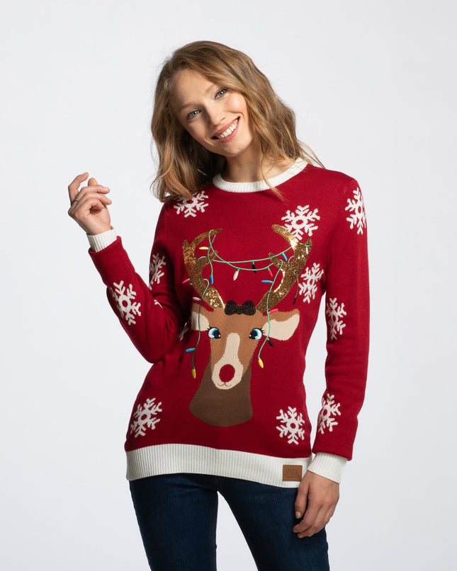 Women's Cute Reindeer Christmas Sweater for Whimsical Charm