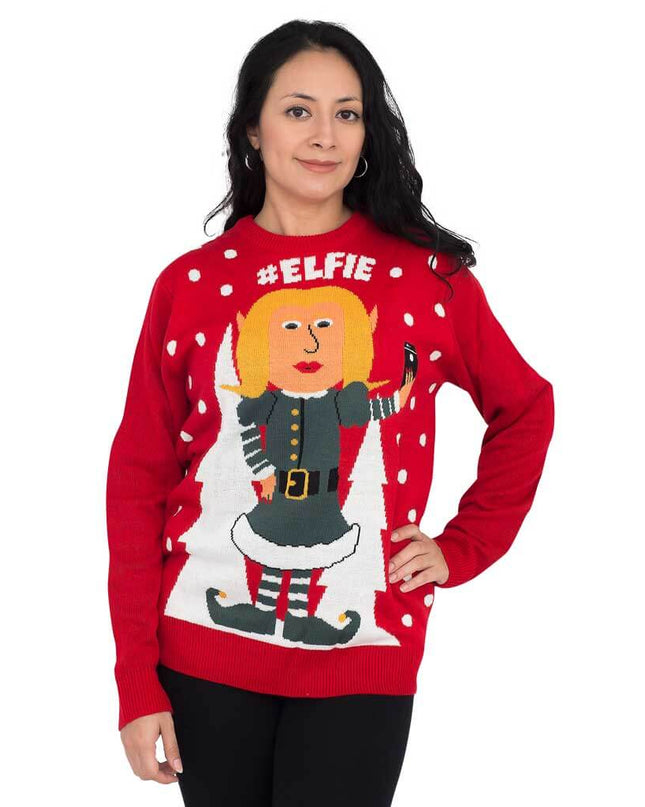 Women's Hashtag #Elfie Ugly Christmas Sweater