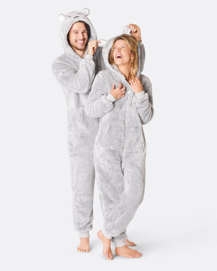Women's Grey Teddy Bear Onesie