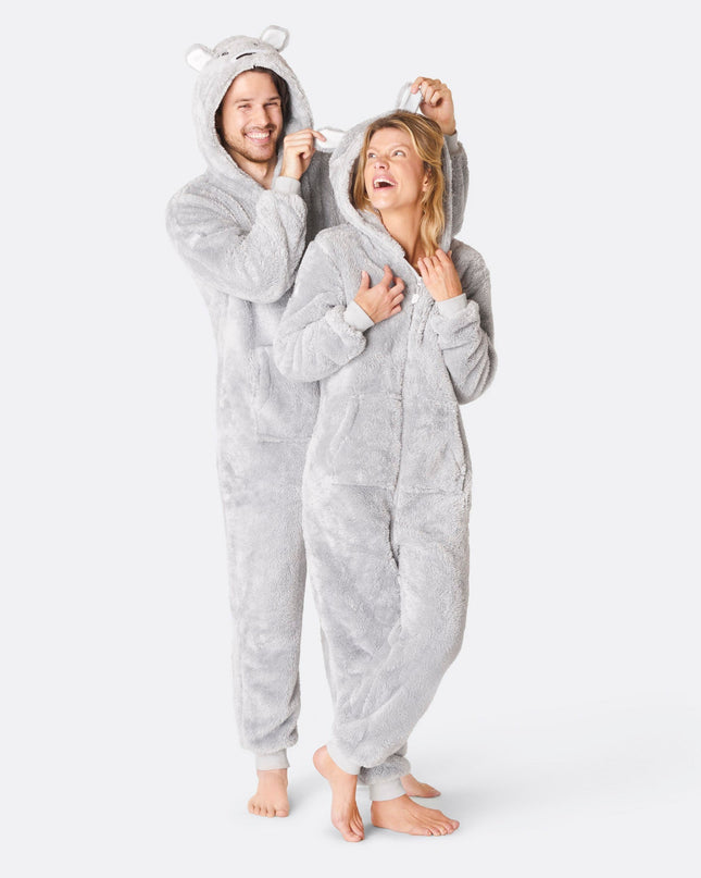 Women's Grey Teddy Bear Onesie
