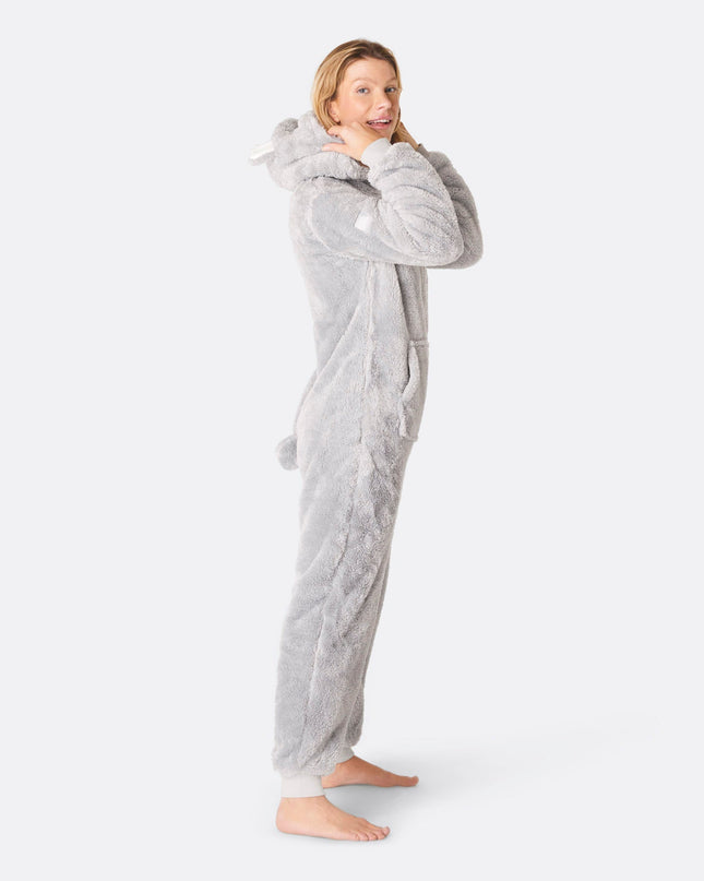Women's Grey Teddy Bear Onesie