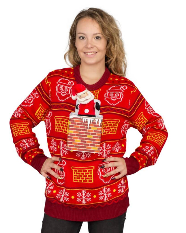 Women's Jack in the Box 3D Santa Ugly Christmas Sweater