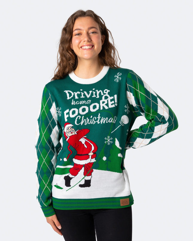 Women's Santa Golfer Christmas Sweater