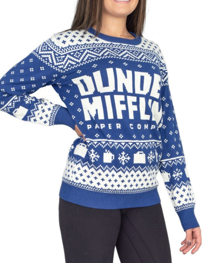 Women's The Office Dunder Mifflin Blue Christmas Sweater