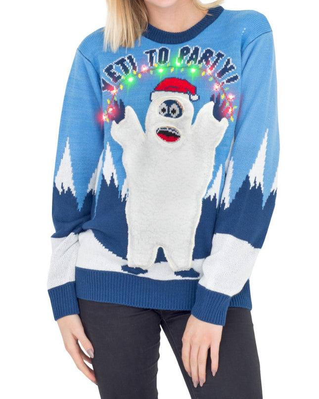 Women's Yeti to Party LED Light-Up Christmas Sweater