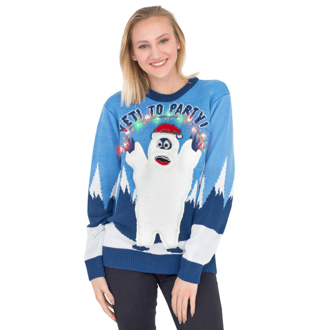 Women's Yeti to Party LED Light-Up Christmas Sweater