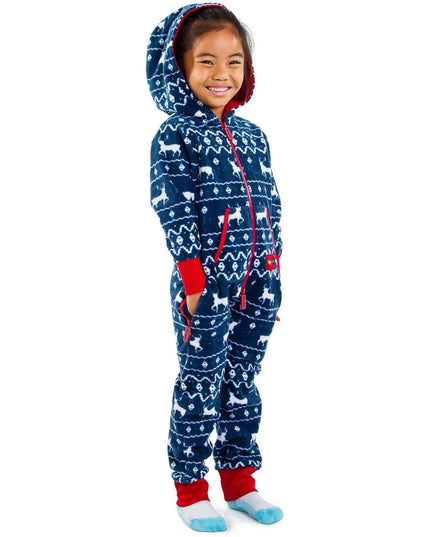 Boy's / Girl's Blue Reindeer Jumpsuit