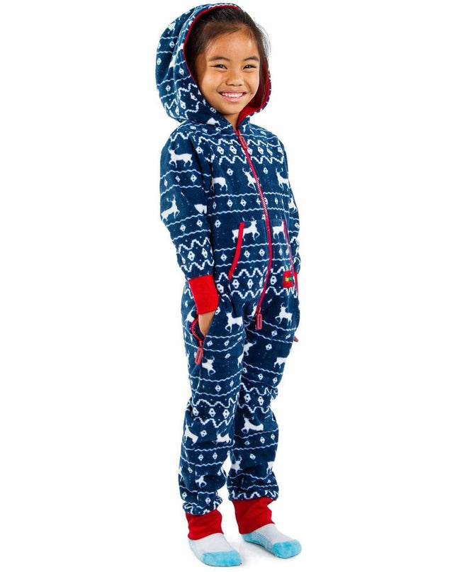 Boy's / Girl's Blue Reindeer Jumpsuit