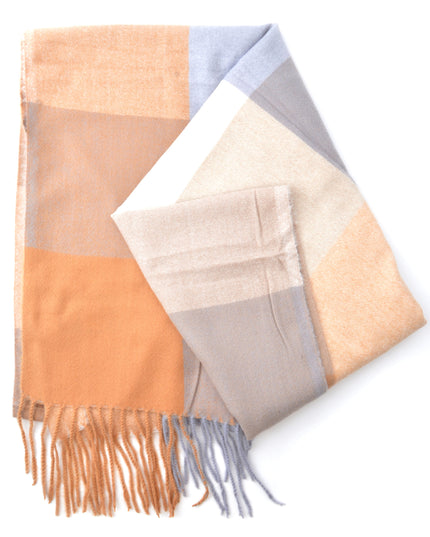 Beige-Gray Plaid Scarf