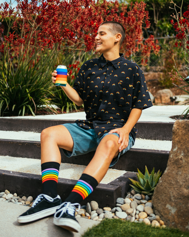 Sort Regnbue Hele Vejen Knappet Skjorte